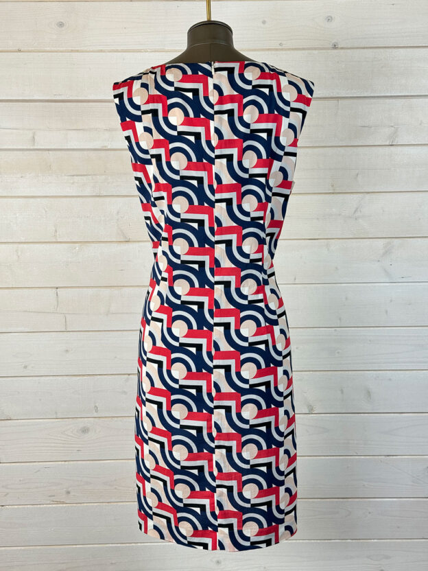 Pre-Owned Hugo Boss Navy & Red Patterned Dress Size UK 12 - Image 2