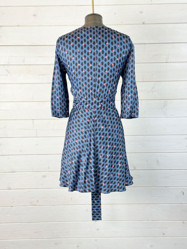 Pre-Owned Maje Blue & Navy Mini Wrap Dress Size 1 (UK 6-8) - Image 2