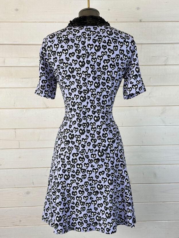 Pre-Owned Sandro Lilac & Black Love Heart Leopard Print Dress Size 6 - Image 2
