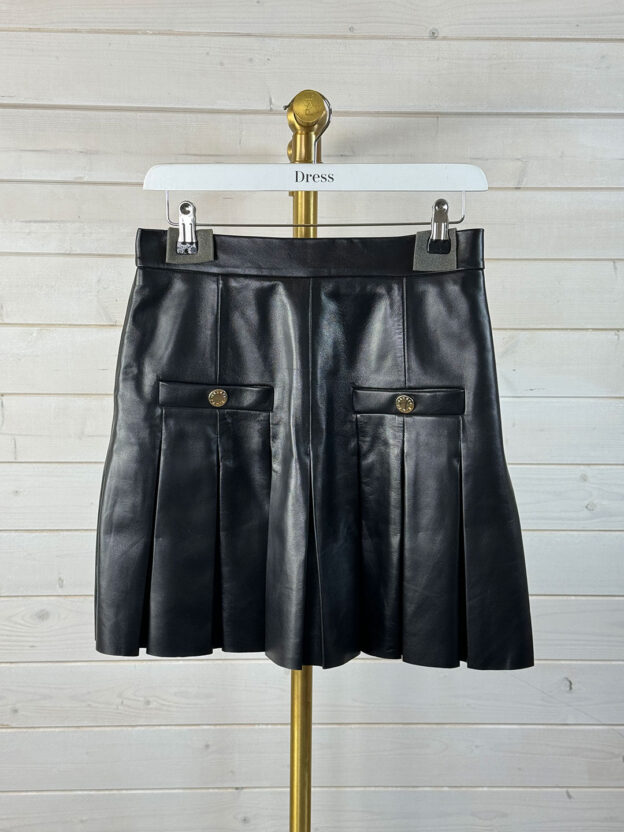 Sandro Black Leather Pleated Skirt Size 2 (UK 6)