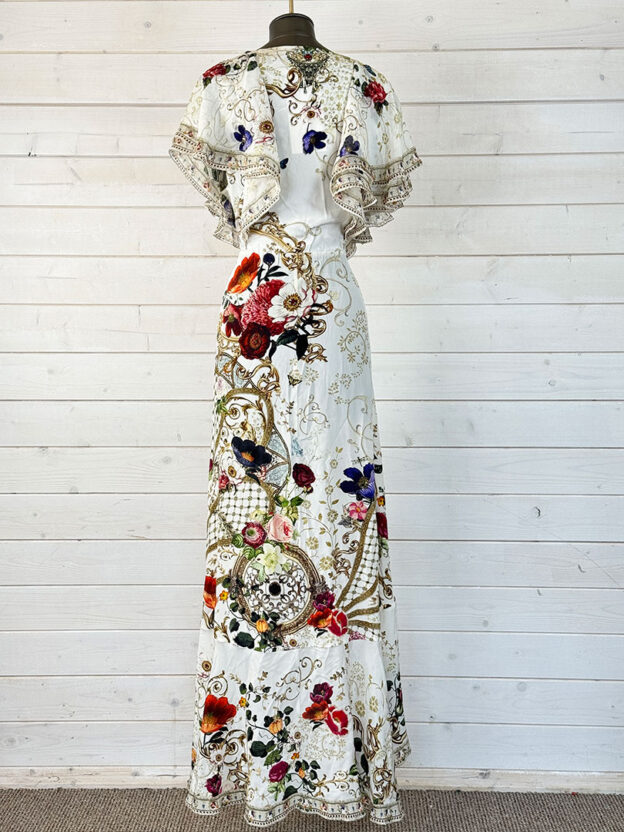 Pre-Owned Camilla Cream Floral Long Wrap Dress Size L - Image 2