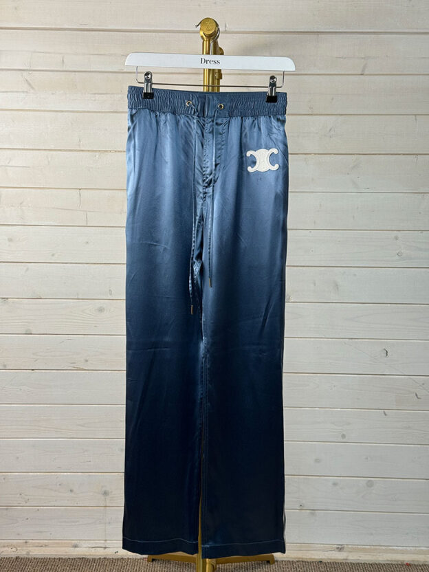 Pre-Owned Celine Satin Blue Joggers Size 34 (UK 6)