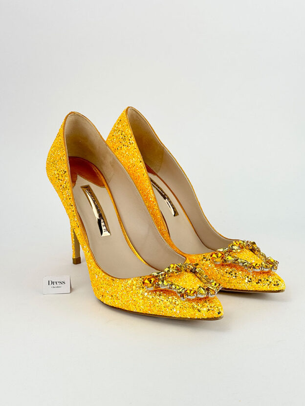 Pre-Owned Sophia Webster Margaux Sunstone Glitter Pump Size 40.5 (UK 7.5)