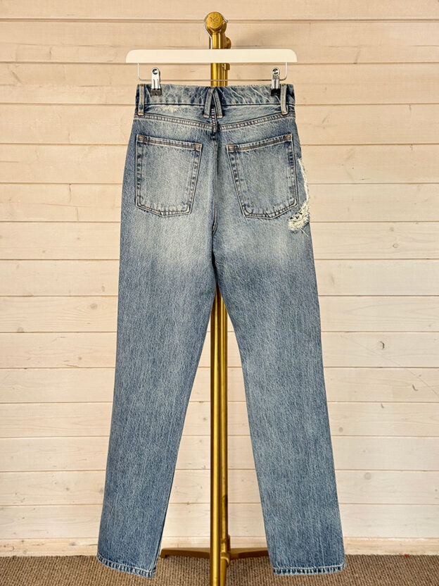 Pre-Owned Good America Blue Distressed Denim Jeans 24" Waist - Image 2