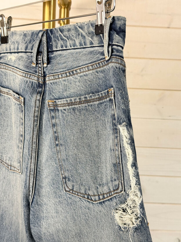 Pre-Owned Good America Blue Distressed Denim Jeans 24" Waist - Image 3