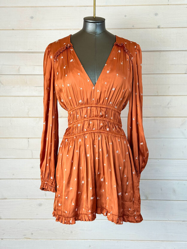 Maje Rust Orange Satin Playsuit Size 36 (UK 8)