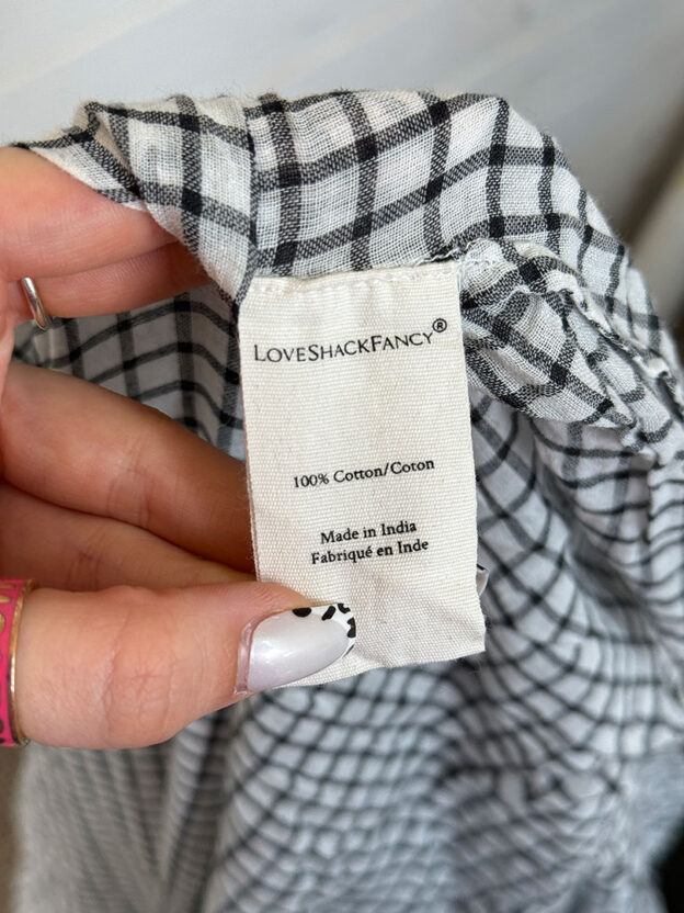 Pre-Owned LoveShackFancy Black & White Check Long Dress Size 4 (UK 8) - Image 3