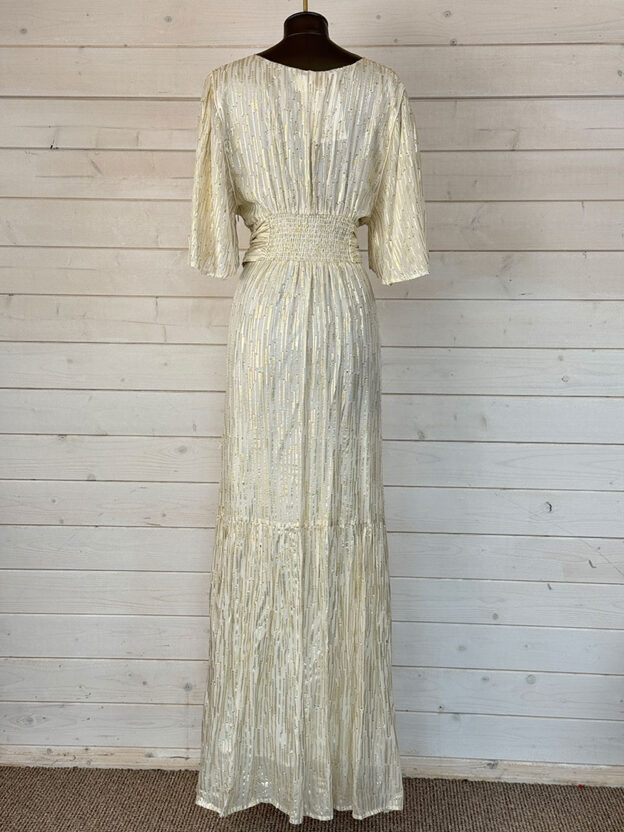 Pre-Owned Ba&sh White & Gold Maxi Dress Size 3 (UK 12) - Image 3