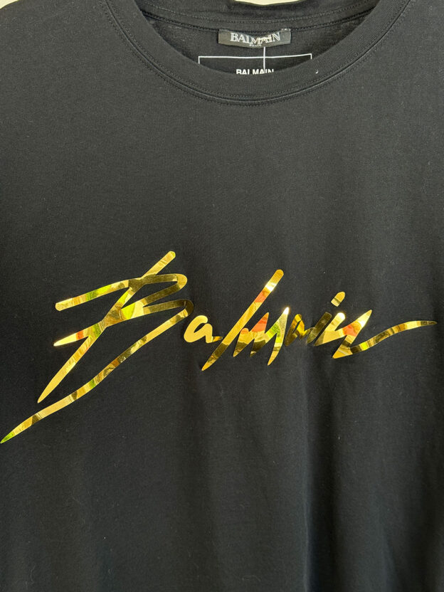 Balmain Black & Gold T-Shirt Size L - Image 2