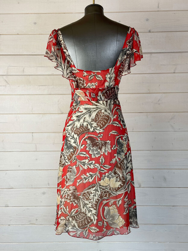 Pre-Owned Diane von Furstenberg Silk Red Floral Dress Size UK 8 - Image 2