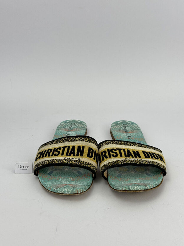 Pre-Owned Christian Dior Dway Turquoise Embroidered Mules Size 39 (UK 6) - Image 2