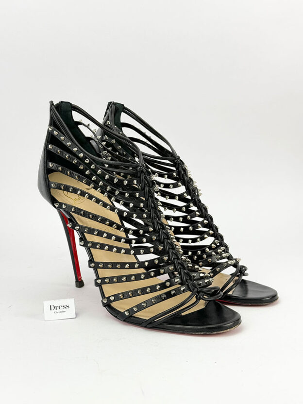 Pre-Owned Christian Louboutin Millaclou Black Studded Heels Size 40 (UK 7) Boxed