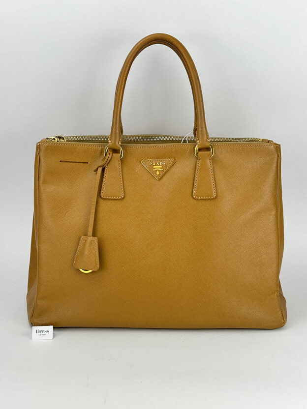 Prada Tan Leather Saffiano Tote Bag