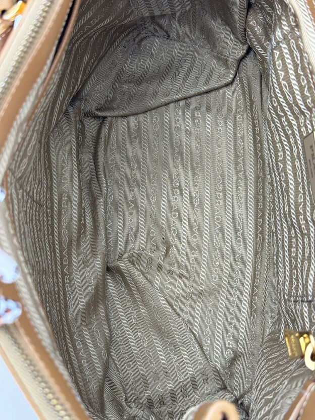 Prada Tan Leather Saffiano Tote Bag - Image 6