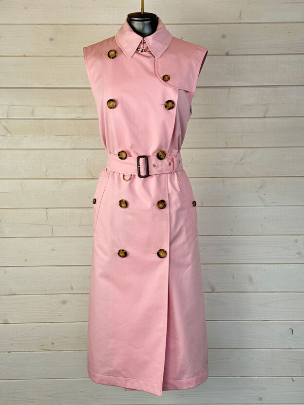 Burberry Pink Sleeveless Cotton Gabardine Trench Coat Dress Jacket Size 10