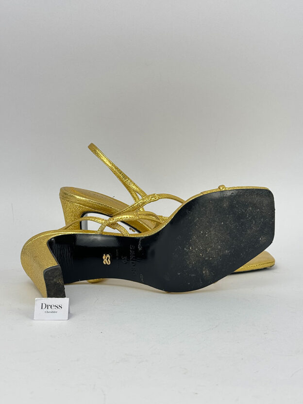 Sandro Gold Strappy Heeled Sandals Size 39 (UK 6) Boxed - Image 2