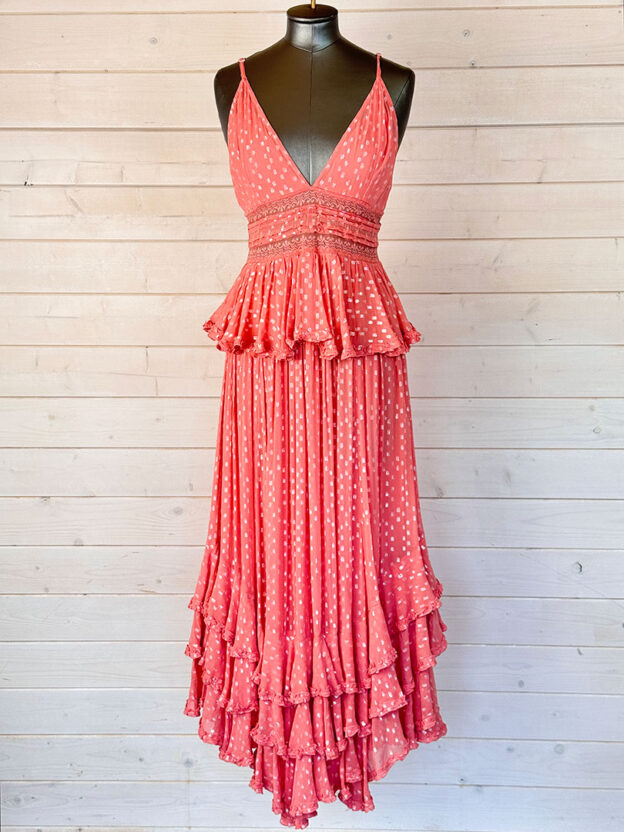 Rococo Sand Salmon Frill Dress Size M