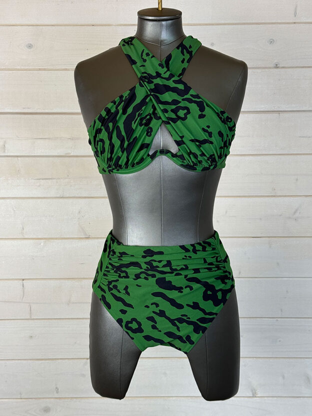 Self-Portrait Green & Black Patterned Bikini Size UK 8