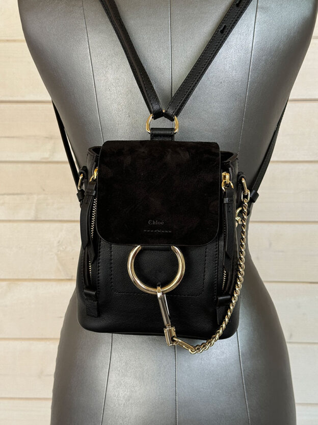 Pre-Owned Chloe Faye Black Mini Backpack - Image 4