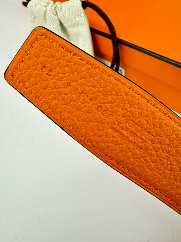 Pre-Owned Hermes Constance Reversible Orange & Black Belt Size 90cms Boxed. - Image 3