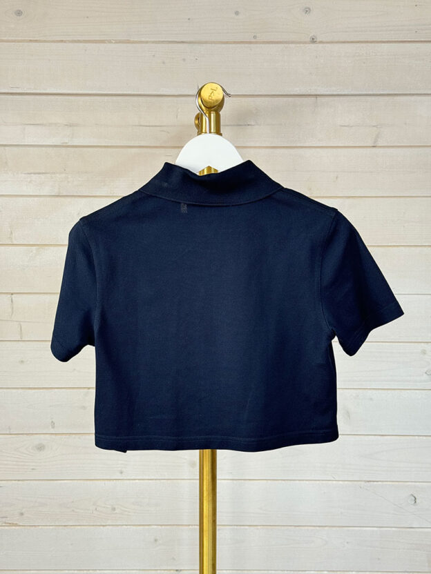 Saint Laurent Navy Cropped Polo Shirt Size XS - Image 2