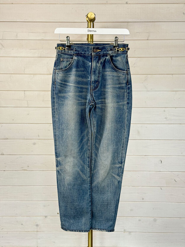 Pre-Owned Celine Dark Denim Chain Waist Jeans Size 26"