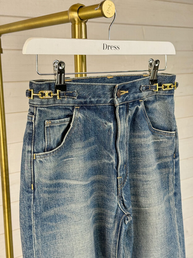 Pre-Owned Celine Dark Denim Chain Waist Jeans Size 26" - Image 2