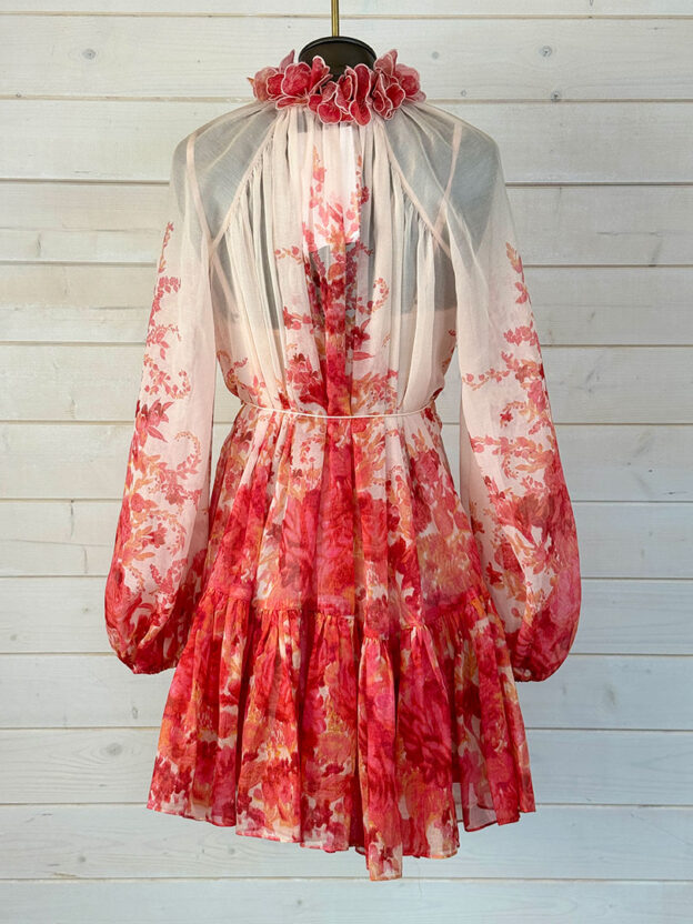Pre-Owned Zimmermann Pink & Coral Mini Dress Belted Size O (UK 6) - Image 2