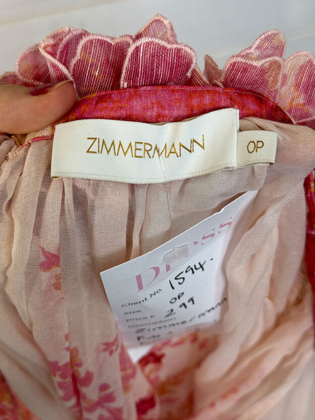 Pre-Owned Zimmermann Pink & Coral Mini Dress Belted Size O (UK 6) - Image 3