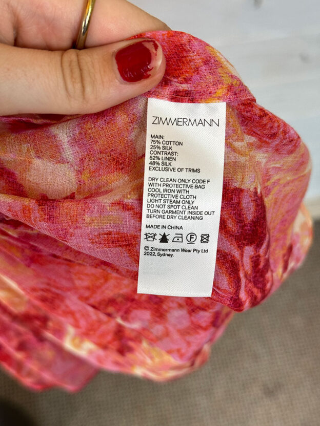 Pre-Owned Zimmermann Pink & Coral Mini Dress Belted Size O (UK 6) - Image 4