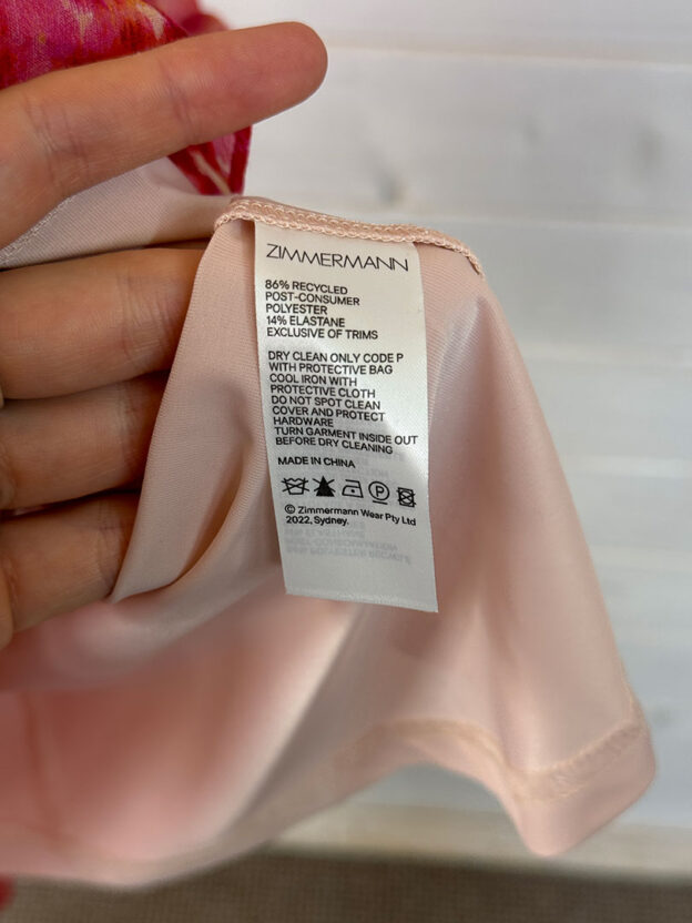 Pre-Owned Zimmermann Pink & Coral Mini Dress Belted Size O (UK 6) - Image 5