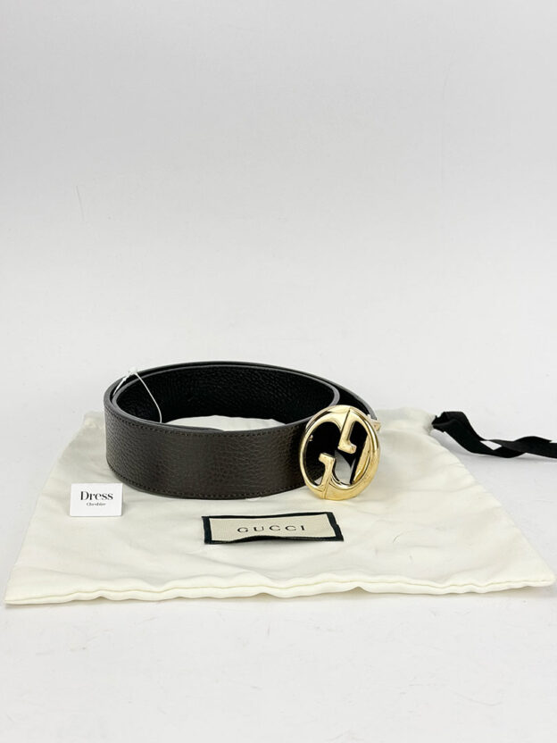 Pre-Owned Gucci Black Leather GG Belt 75cms Dustbag. - Image 5