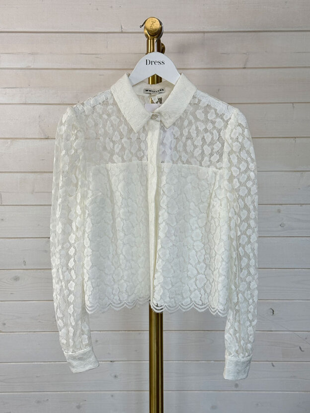 Pre-Owned Whistles Cream Long Sleeve Lace Blouse Size 8