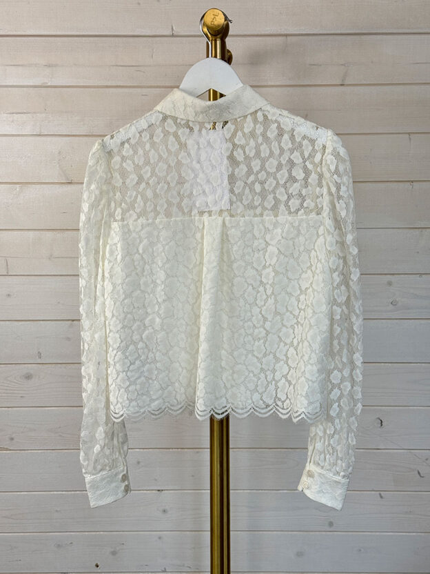 Pre-Owned Whistles Cream Long Sleeve Lace Blouse Size 8 - Image 2