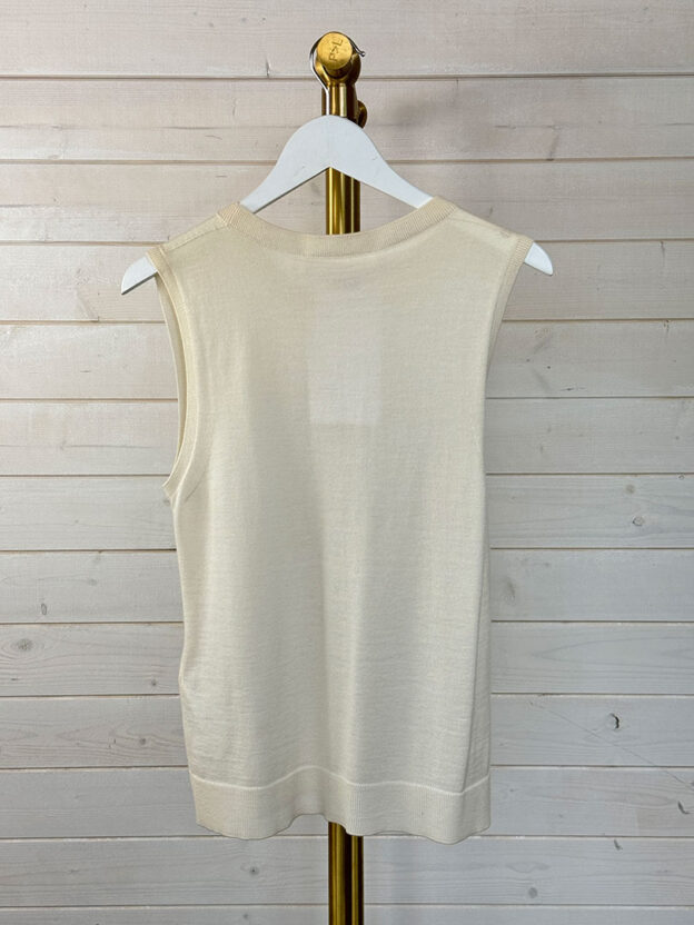 Pre-Owned Victoria Beckham Cream 100% Cashmere Knit Vest Top Size 8 - Image 3