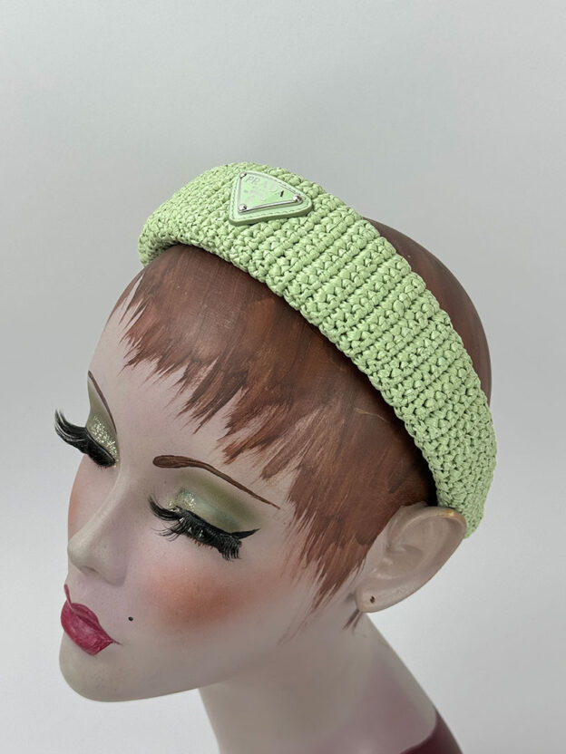 Prada Triangle Logo Woven Wicker Headband (Dustbag)