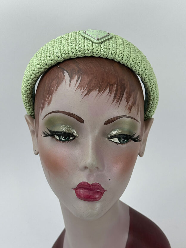 Prada Triangle Logo Woven Wicker Headband (Dustbag) - Image 3