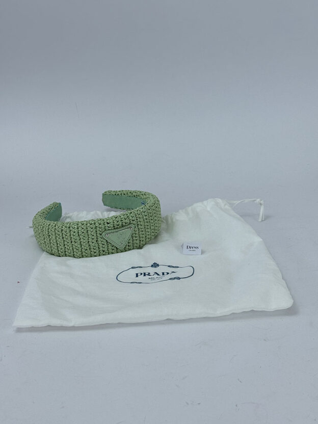 Prada Triangle Logo Woven Wicker Headband (Dustbag) - Image 4