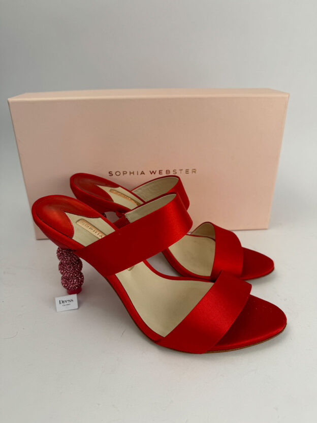 Pre-Owned Sophia Webster Red Satin Crystal Embellished Heel Size 39 (UK 6)