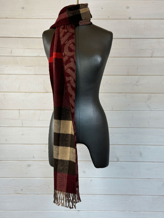 Burberry Double Cashmere Classic Check with TB Monogram Print Scarf