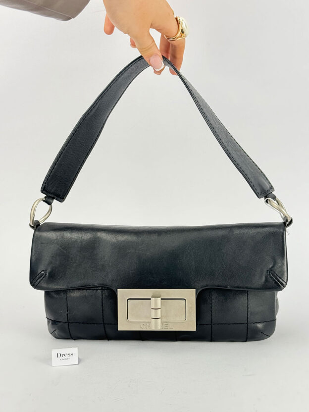 Chanel Black Leather Handbag 'Chocolate Bar Collection'