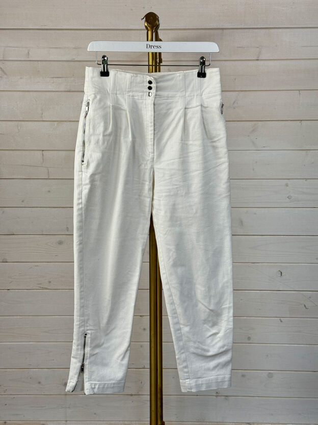 Pre-Owned Reiss White Denim Ankle Grazers Zip Jeans Size 10