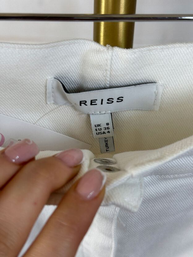 Pre-Owned Reiss White Denim Ankle Grazers Zip Jeans Size 10 - Image 3