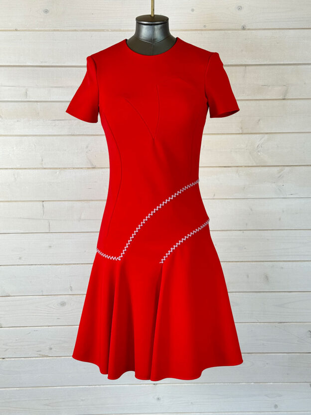 Pre-Owned Versace Red Skater Dress Size 38 (UK 6)