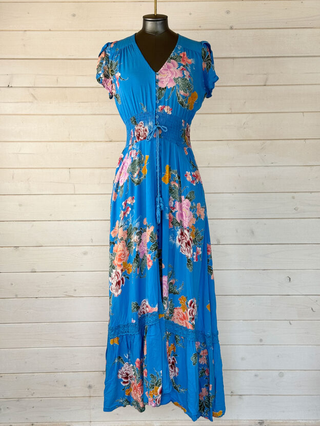 Pre-Owned Jaase Royal Blue Floral Dress Size M