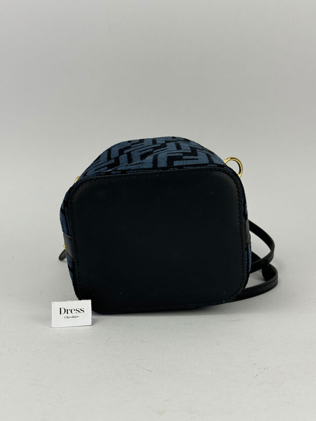 Pre-Owned Fendi Black Mon Tresor Mini Logo Tapestry Bucket Bag - Image 4