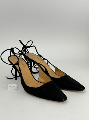 Aquazzura Black Suede Lace up Heels Size 37.5 (UK 4.5)