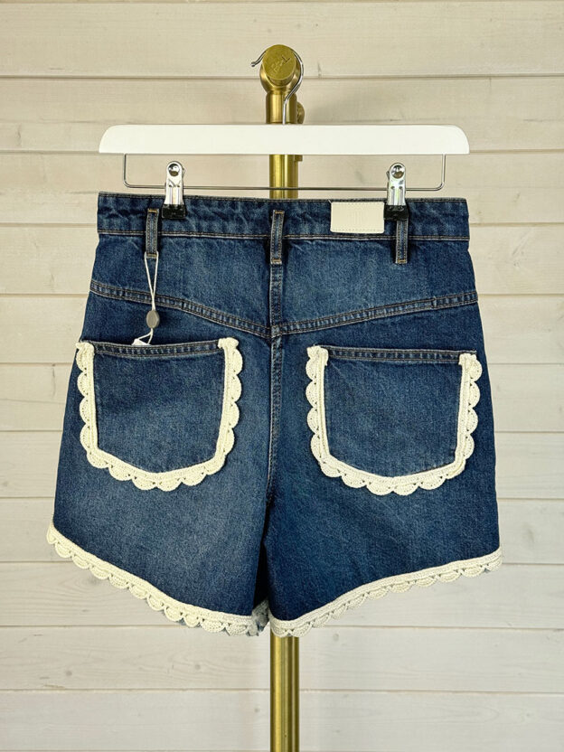 Pre-Owned Maje Denim Shorts with Crochet Trim Size 38 (UK 10) - Image 2