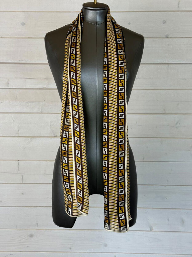 Pre-Owned Fendi Brown & Tan Silk Scarf