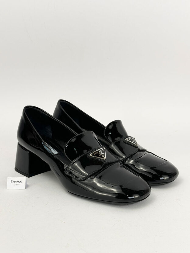 Pre-Owned Prada Black Patent Leather Square Toe Loafers Size 37 (UK 4)